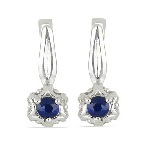 BUY STERLING SILVER AUSTRALIAN BLUE SAPPHIRE SINGLE STONE EARRINGS